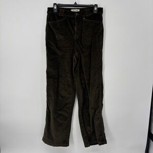 MADEWELL Emmett Wide-Leg Corduroy Olive Green High Rise Pants Women's Size 28
